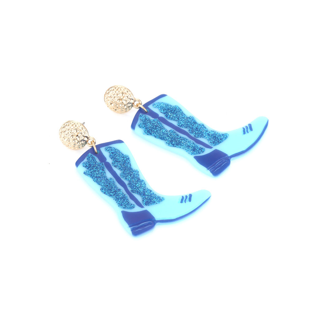 Wholesale Colored Acrylic Cowboy Boots Earrings